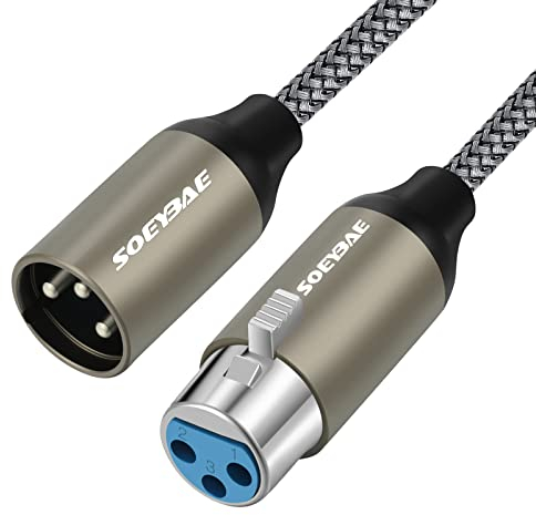 SOEYBAE Cable de XLR hembra a XLR macho 2M,Balanceado Microfono Audio,para Micrófono, Altavoz, Grabadora, Equipo de Sonido, Mesa de Mezclas