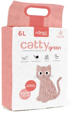 Aqpet Friends CattyGreen Katzenstreu mit natürlichem Sojabohnen, pflanzlicher Herkunft, Pfirsichduft