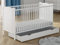 White Solid Wood Convertible Newborn Baby Cot Bed With Underneath Drawer Storage Included Wooden Nursery Furniture Converts Into A Junior Toddle Bed 120 x 60 cm or 140 x 70 cm … (140 x 70cm)