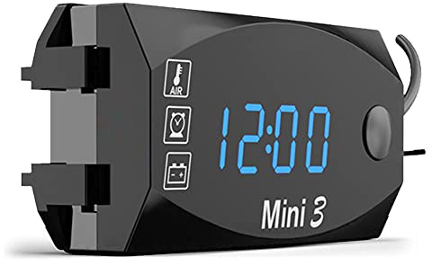 JAWSEU Horloge Numérique Moto, 3 in 1 Horloge De Guidon De Moto Horloge Numérique Thermomètre Voltmètre Écran Universel Étanche Montre Moto avec Affichage Grand Écran