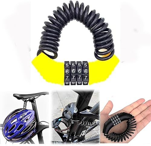 Fahrradschloss, fahrradschloss zahlenschloss,e scooter schloss, helmschloss motorrad, fahrradschloss hohe sicherheit Zahlenschloss mit 4-stelligem Code 150 cm Lang (Schwarz und Gelb)