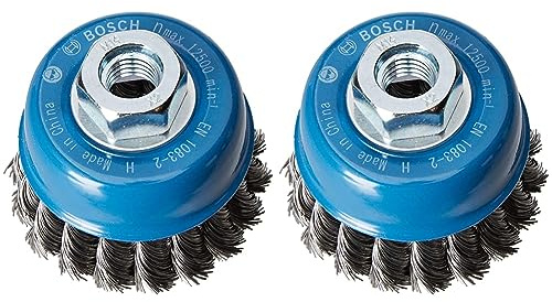 Bosch Professional Topfbürste Stahl gezopfter Draht für Winkelschleifer (Ø 75 mm), 2608622099 (Packung mit 2)