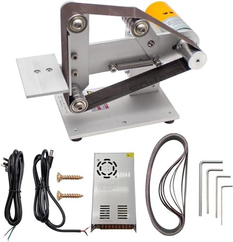 Taygate levigatrice a Nastro Mini Levigatrice a Nastro 360W Lucidatura Elettrica Rettifica Macchina a Nastro 30X533 Millimetri Micro Affilacoltelli Fai da Te Banco Levigatrice 4800RPM