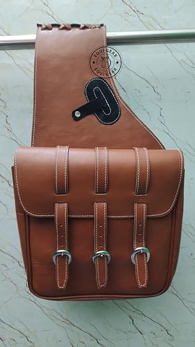 EQUIGEAR Western-Leder-Satteltasche für Pferde | Reitvergnügen Wanderritt geeignet für Reiten und Fassrennen | Satteltasche mit verstellbarem Riemen GRÖSSE: 10X10X3 SA-27