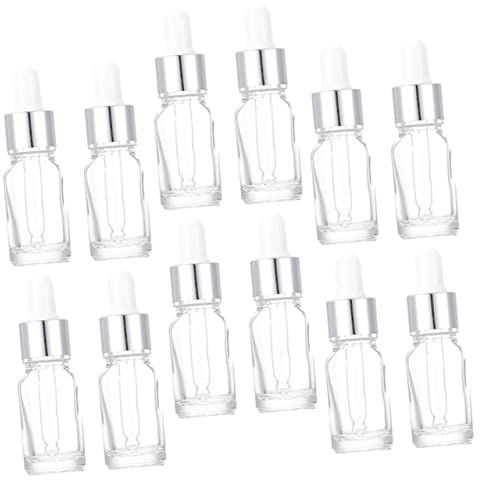 LALADEFIEE 12piezas Botellas De Vidrio Gotero Reutilizables De Frascos Impermeables y Prueba De Luz para Aceites Esenciales y Líquidos Aromáticos