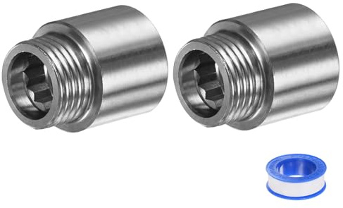 M METERXITY 2-Pack Shower Head Extension Arm 1.39/35mm Stainless Steel | G1/2 Male to Female, Extension Pipe Fitting Adapter, with PTFE Thread Seal Tape, for Shower, Faucet, Pipe Plumbing Coupler