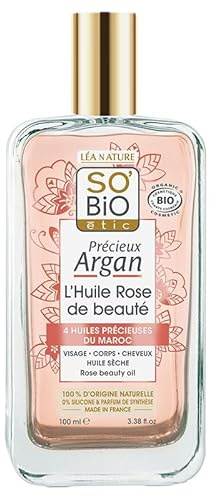 So bio étic | Rosenöl – wertvolles Argan | nährt – sublime – erhellt | Pflege für Gesicht, Körper & Haar | 100 % natürlichen Ursprungs | Hergestellt in Frankreich | 100 ml