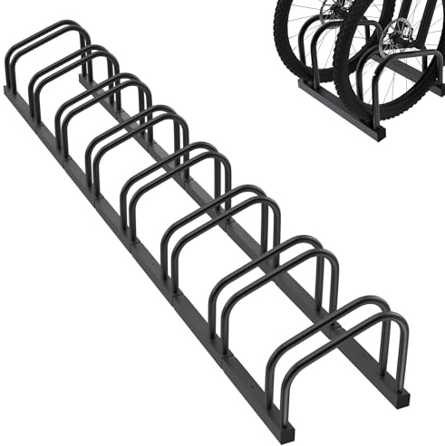 FIVMEN Porte-vélos pour 8 vélos Support de vélo Support à poser au sol et au mur Distance entre les roues de 37 cm Galvanisé Support multiple pour largeur de pneu de 30-65 mm VTT Vélo de course VTT