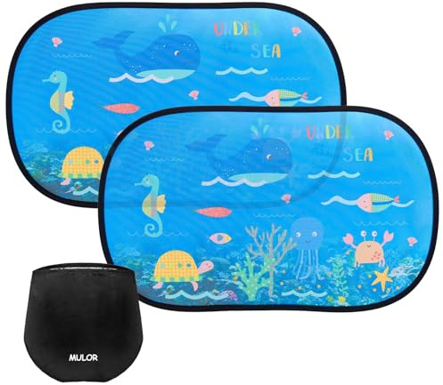 Mulor Parasol Coche Lateral Ventana Adsorción Electrostática para Bebé | Ventana Lateral, Protección UV, 51×31 CM, Tamaño Universal, Paquete de 2