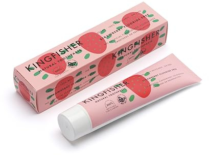 Kingfisher Erdbeere natürliche Zahnpasta ohne Fluorid | Für Vegetarier und Veganer geeignet | Gluten- und GVO-frei | 1 Tube mit 100 ml