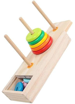 BESPORTBLE Holz Stapelturm Montessori Stapelspielzeug Frühförderung Motorik Geometrische Ringe Für Kleinkinder Lernspielzeug Ab Jahr