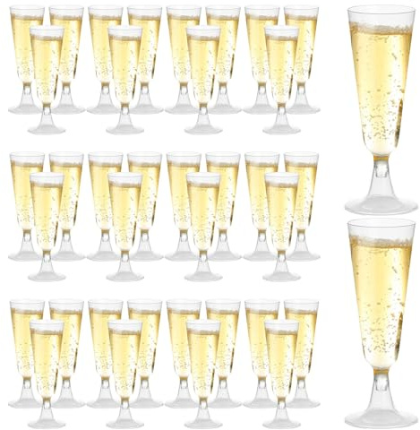 ALEXPRE 36 Stück Sektgläser Plastik,150 ml Sektgläser Kunststoff | Transparent weingläser plastik, Mehrweg champagner gläser, Cocktail-Sektgläser für Partys Hochzeiten Geburtstage Picknick