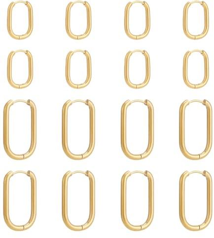 UNICRAFTALE Creoles Huggie Ovale Boucle Sans Fin En Acier Inoxydable Petits Creoles Pour Piercing Dormant Ensemble Pour Creation Bijoux