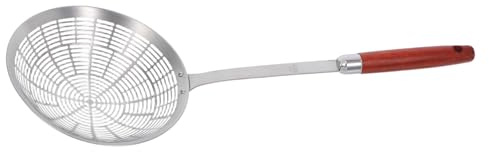 Ipetboom Colador De Cocina De Acero Inoxidable Grande Colador Para Freír Cuchara Escurridora De Acero Inoxidable Con Mango De Madera Maciza Para Escurrir Fideos y Pasta