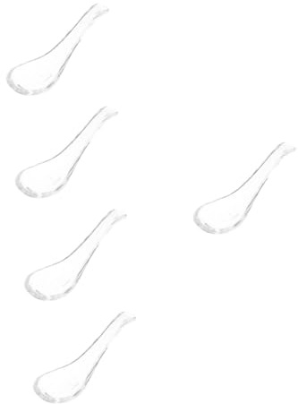 POPETPOP 5 Piezas Cuchara Pequeña de Vidrio Resistente para Postres y Café Cucharilla Chic para Helados y Aperitivos para Bares y
