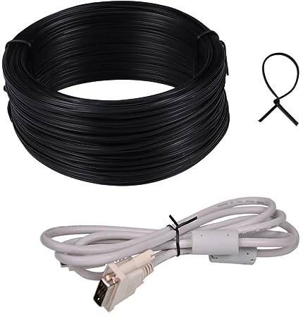 BESTonZON Alambre de Hierro para Atar Jardín Negro Plano 55 Metros Recubierto de PVC Flexible Resistente Uso en Jardinería Soporte Plantas Bricolaje
