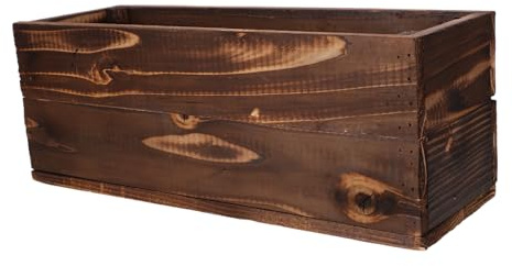 DOITOOL Macetero de Madera para Jardín Exterior Caja Rectangular Resistente la Intemperie Macetero para Suculentas Decoración Rústica para Balcón y Terraza Madera Carbonizada Duradera