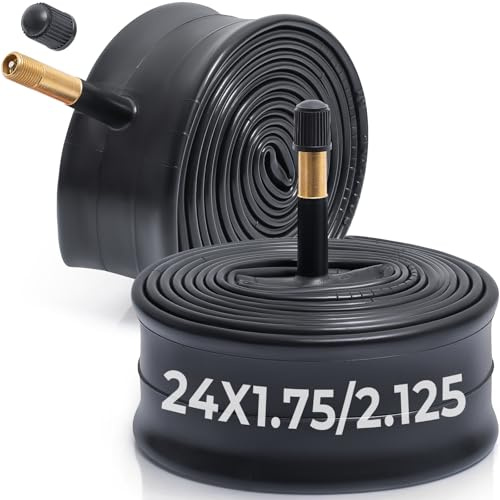 MetersGod 2Pcs Fahrradschlauch 24 Zoll 24x1.75/1.95/2.0/2.10/2.125 mit AV48mm Valve Schrader-Ventil, 47/57-507 Schlauch - Kompatibel mit Straßen/City-Bike/Mountainbike