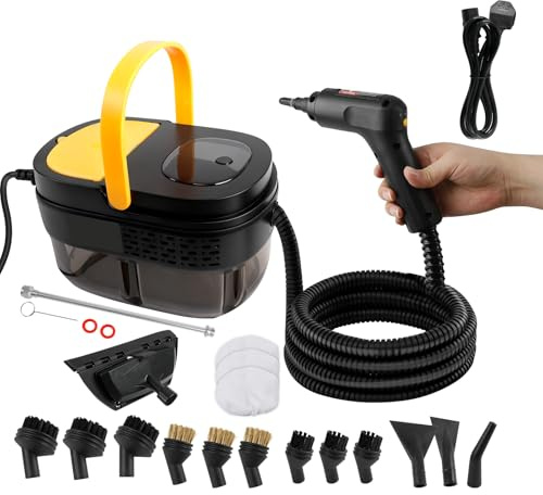 Pulitore a vapore portatile da 2500 W con serbatoio da 1600 ml e 3 livelli di temperatura Pulitore a vapore pressurizzato ad alta temperatura per auto, finestre, cucina, pavimenti e mobili (EU,1)