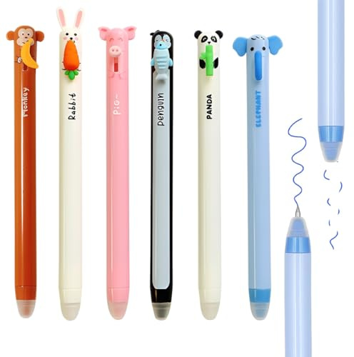 LAKPYN 6 Pezzi Penne Gel-Cancellabili, Erasable Gel Pens Sfera sull'Estremità per Rimuovere l'Inchiostro, Termosensibile, Cancella Senza Consumare il Foglio, Diametro Punta 0,7 mm