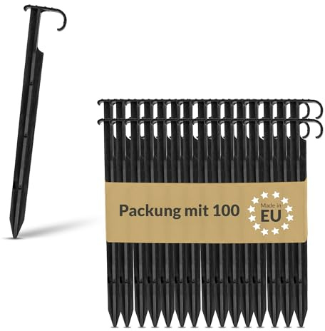 BAKOKI Set 100 markankare slanghållare 16–20 mm – droppbevattning rörhållare jordankare mikro-droppslang fäste jordspikar för bevattningssystem, plugggaffel, krok, jordspett | Tillverkad i EU