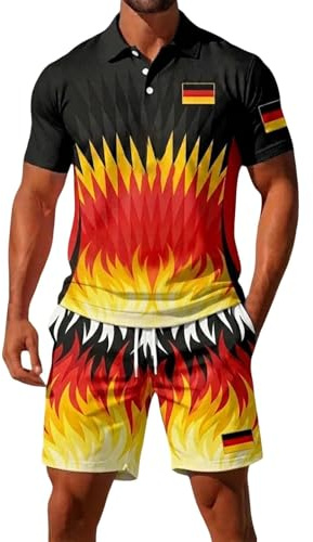 Herr tysk sportkläder kortärmad set hemkomstkostymer för män, Svart, 4XL