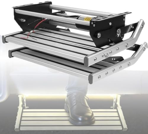 Marchepied électrique rétractable pour camping-car, marchepied pliable robuste avec éclairage LED, capacité de charge de 181 kg, pédale antidérapante pour camping-car, caravane ou remorque Double-12V
