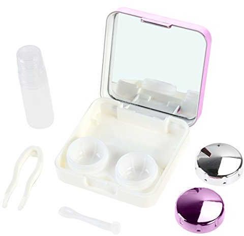 Lenti a contatto rosenice contenitore da viaggio, alla moda custodia per lenti a contatto colorate lenti a specchio Case Set di contenitori (Rose rosso)