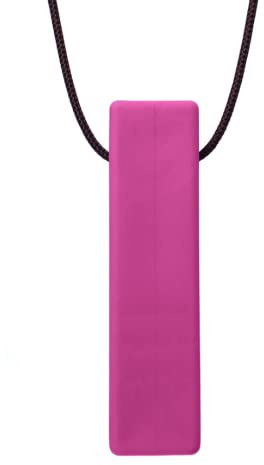 ARK® Kauhalskette in verschiedenen Stärken mit einstellbarer Abreißleine inkl. Logostar® Praxisleitfaden - Sensory Halskette, Beißblock, Kauen, Zahnen, Autismus Block glatt weich magenta