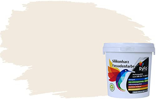 RyFo Colors Silikonharz Fassadenfarbe Lotuseffekt Trend Weißtöne Seidenweiß 1l - bunte Fassadenfarbe, weitere Weiß Farbtöne und Größen erhältlich, Deckkraft Klasse 1