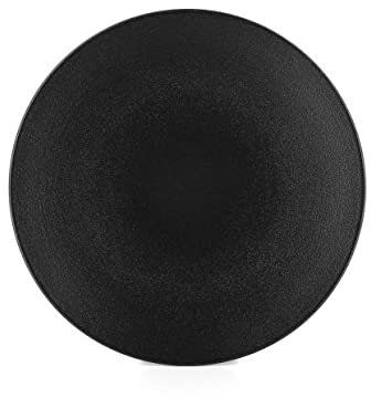 Revol - Plato llano de cerámica con efecto de hierro fundido, color negro, 3 x 24 cm