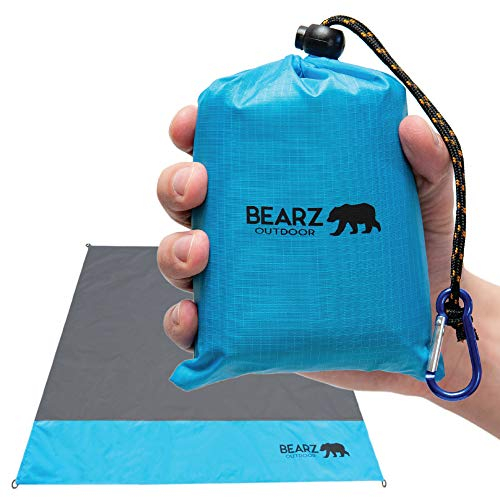 BEARZ Outdoor Coperta da Picnic Impermeabile, Telo Pic Nic da Viaggio - Tappetino Anti-sabbia da Spiaggia, Campeggio Accessori Leggero, Coperta da Spiaggia e Campeggio, Escursionismo e Trekking (Blu)