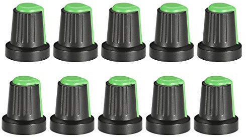 sourcing map 10 Stück 6 mm Schaft Loch Knopf für Lautsprecher Effektpedal Verstärker Potentiometer Knopf Grün Mark