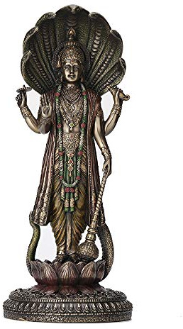 Veronese Design 32,5 cm Hindu-Gott Shesha Vishnu Antik Bronze Finish handbemalte Figur Statue | Antikes Bronze-Finish, handbemalt