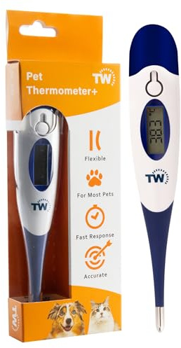 Thermomètre Numérique pour Animaux de Compagnie pour les Propriétaires d'animaux de chiens chats Chevaux Vétérinaires sonde de Température Flexible Comprend un Tableau des Loisirs Vétérinaires