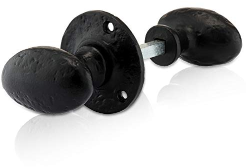 XFORT Bouton ovale antique, serrure solide, poignées de portail, poignées de porte avec vis de couleur assortie pour utilisation avec des sashlocks, Noir