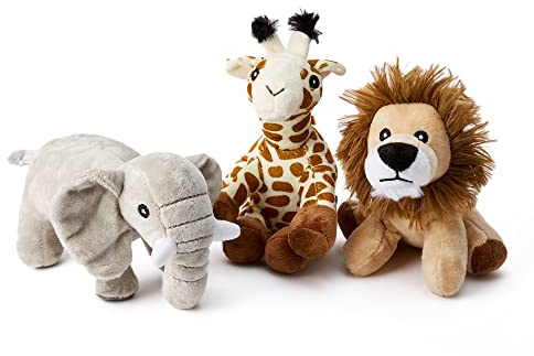 Zappi Co x3 Triple Pack of Childrens Playful Soft Cuddly Plush Toy realistic life like (12-15CM/5-6 Inches) (Elephant + Giraffe +Lion)