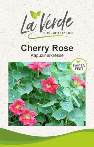 La Verde MEIN GARTEN UND ICH. Kapuzinerkresse Cherry Rose Blumensamen für ca. 20 Pflanzen, freistehende Blüten lang blühend, Saatgut ohne Gentechnik