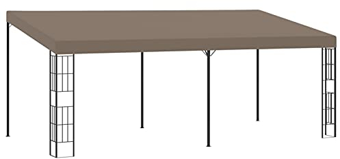 Susany Wand Pavillon Anbaupavillon Sonnenschutz Pergola Gartenpavillon Terrassendach Überdachung Gartenzelt Partyzelt 6 x 3 x 2,05/2,62 m (L x B x H) Taupe Stoff