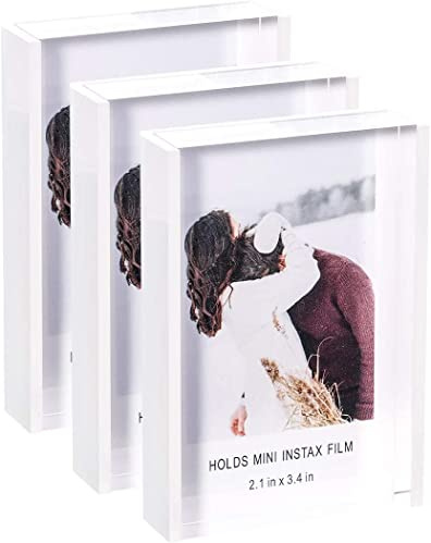 Grarry Instax Mini Acrylic Picture Frames 2x3, Cute Polaroid Picture Frame, Desktop & Tabletop Picture Frames Set, Mini Instant Photo Frames for Fujifilm & Polaroid Film (White, 3)