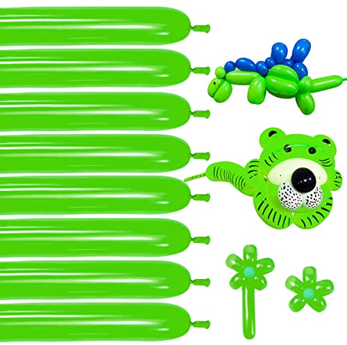 Green 260 Balloons for Twisting Balloon Animal, Long Skinny Balloons for Modelling, Green Magic Balloon Animal Kit for Weddings Birthdays Party Decorations,100Pcs