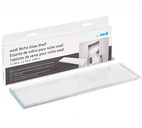 Wedi Premium Recessed Prefabricated Shower Niche Glass Shelf, 11 7/8 x 3 1/2 (30.16 cm x 8.89 cm), Accessory for Use in Showers, Bathrooms