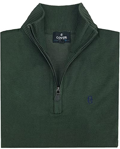 Coveri Maglia Maglione a Lupetto Uomo Mezza Zip Collo Alto con Cerniera M L XL XXL XXXL (M - Verdone)