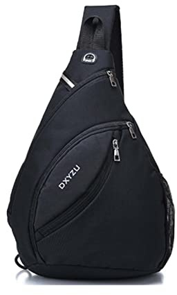 FANDARE Sac de Poitrine Ultra-léger Cuir Bandoulière Sling Crossbody Bag Homme Femme Sacoche Sac d'Epaule Sacoche de Ceinture pour Voyage Randonnée Camping Imperméable Nylon Noir