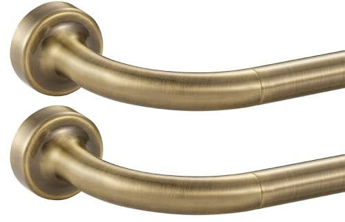 2 Pack Antique Bronze Disc Curtain Rods, 48-84 Inches Window Curtain Rod,Adjustable Room Darkening Drapery Rod with Aluminum Finials and Brackets,Wrap Around Design