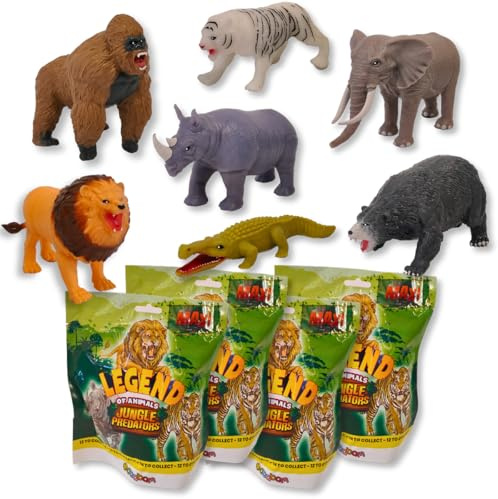 Sbabam, FUNNY BOX Jungle Predators Maxi, tidningskioskspel, djur leksak för barn 4 st, utdragbar, hitta färgändringar - Presentleksak