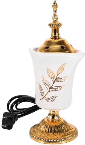 Zerodeko Plug-in Incense Burner Oud Frankincense Resin Burner Bakhoor Burner Electric Arabic Incense Burner Incense Holder Incense Stick Burner Plug in Charcoal Stove Ceramic White