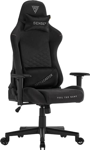 SENSE7 Spellcaster Senshi Edition Gaming Chair, Ergonomic Gaming Chair, Adjustable Lumbar Cushion, Adjustable Tilt Angle, Rocker Function, Fabric Gaming Chair, 150 kg, PC Chair, Black