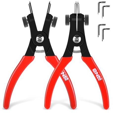 DNA MOTORING 2pc 6.5 in Heavy Duty Multi Angle Internal External For Ring Remover Retaining Snap Ring Plier Set, w/case, TOOLS-00532