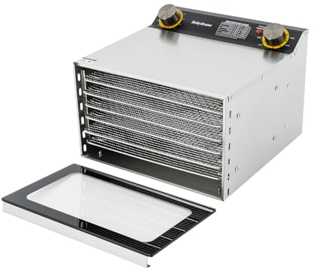 Machine à sécher les aliments en acier inoxydable, les aliments à usage domestique aliments Déshydrateur Electrique avec Minuterie et Température 30-90℃ - Deshydrateur Viande Fruits (6 étages)